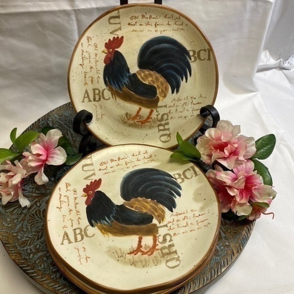 Set of 4 Salad/Dessert Plates by Vintage Rooster Free Form